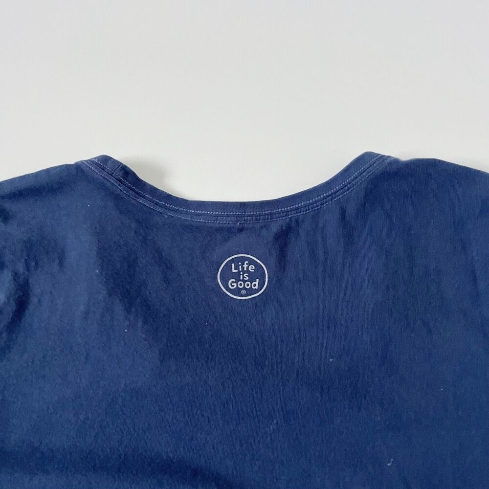Life Is Good Peace Love & Hoppiness Beer Crusher Tee Shirt Top Blue L Large - Picture 10 of 10